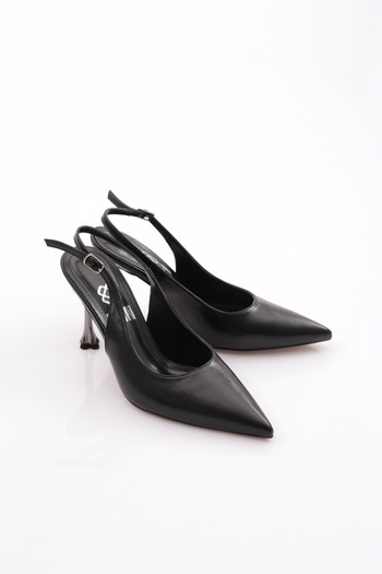 DGN Black Wrinkled Evening Dress Shoes - Open Back, Heels 7848535