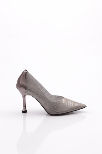 DGN Pantofi de damă cu toc subțire cu dungi platină 21413534