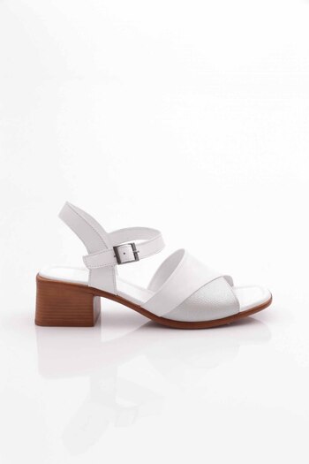 DGN Sandale albe de damă din piele naturală - 101135108