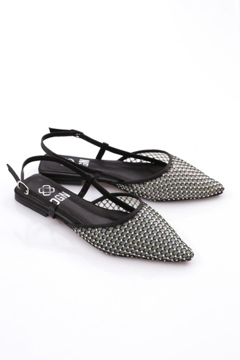 DGN 6015 Model Women's Pointed Toe Back Tie Ballerinas