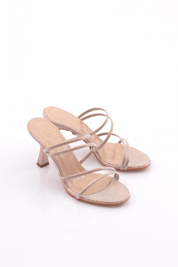 DGN Papuci de damă cu toc în dungi Rose Crocodile 10263534