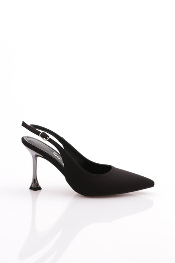 DGN Black Nubuck Evening Dress Open Back High Heels - 7848535