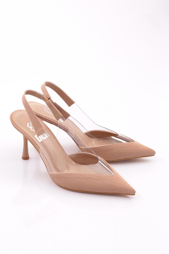 DGN Women's Back Tie Heeled Shoes Nude Imported 81323564