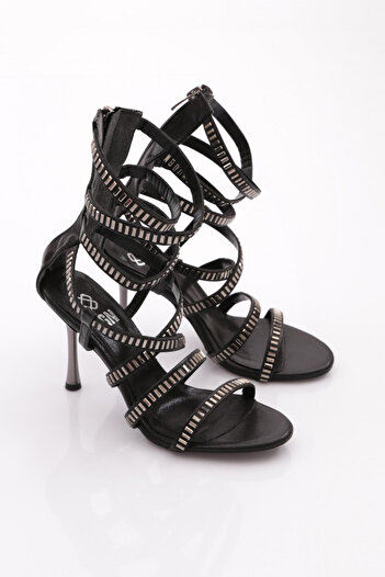 DGN Stone Detailed K701 Model Women's Evening Dress Heeled Shoes