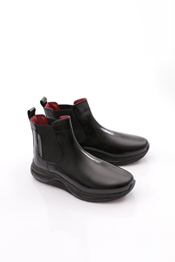DGN Men's Casual Chelsea Boots Black Printed Genuine Leather 27210728