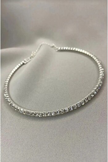 MAKSESUAR Kadın Su Yolu Zirkon Taşlı Choker Kolye