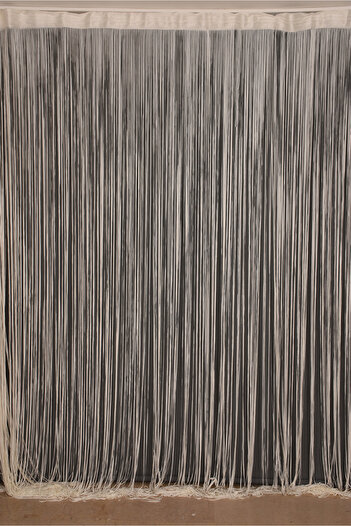 AKÇA TEKSTİL Plain Rope Curtain 180 cm Width 280 cm Length Cream Color Ready Rope Curtain