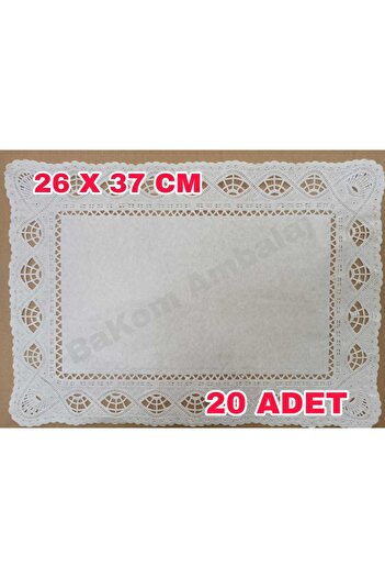 BAKOM AMBALAJ 26 X 37 Cm Kağıt Dantel Tepsi-tabak Altlığı Dole 20 Adet