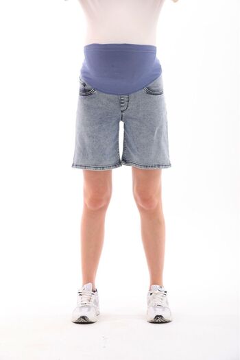 BIG LESSON Flexible and Adjustable WaistMomFit Shorts - Blue Snow