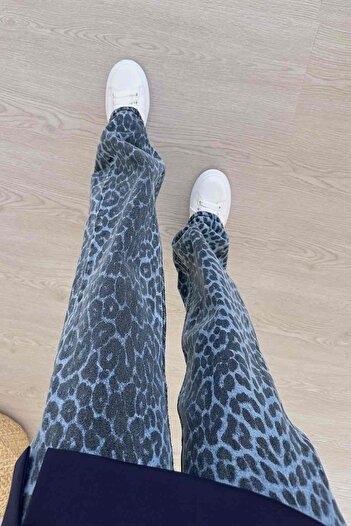 Ka Hijab Blue Leopard Print Trousers