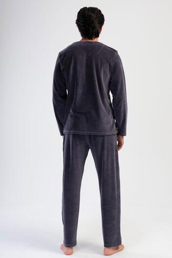 VİENETTA Erkek Uzun Kol Kadife Füme Pijama Takım C3T1N1O304