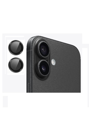 Evax (Metal Lens) Black Metal Camera Lens Protector Compatible with iPhone 16 / 16 Plus