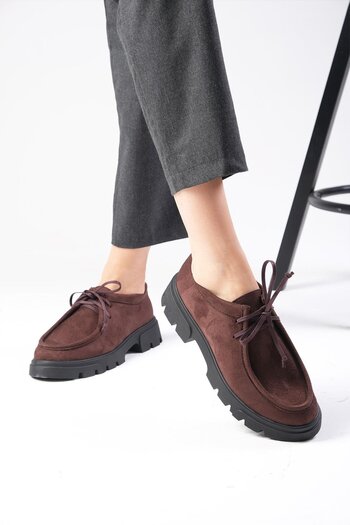Mio Gusto Hope Kahverengi Kalın Tabanlı Kadın Loafer Ayakkabı