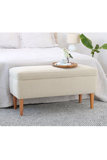 Lorencehome Glend Sandıklı Bench Puf - Krem