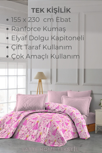 LATTE TEKSTİL Single Quilted Patterned Bedspread - Multi-Purpose, Flat White, 155X230 cm