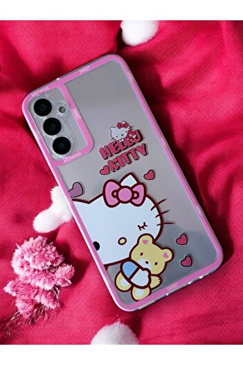 Merwish Samsung Galaxy S24 Fe Compatible Hello Kity Patterned 2.00 mm Camera Protected Transparent Case