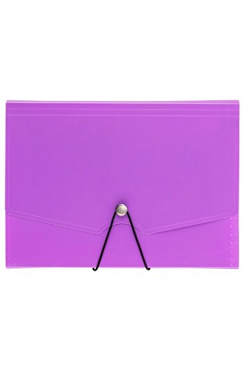 Bigpoint Lotte Gusseted File with 13 Pockets Elasticated A4 Transparent Pink
