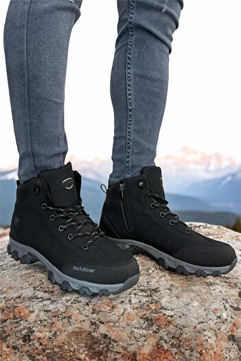 Liger Cold Proof Unisex Long Outdoor Trekking Boots Παπούτσια ΜΑΥΡΟ - ΚΑΠΝΙΣΤΟ