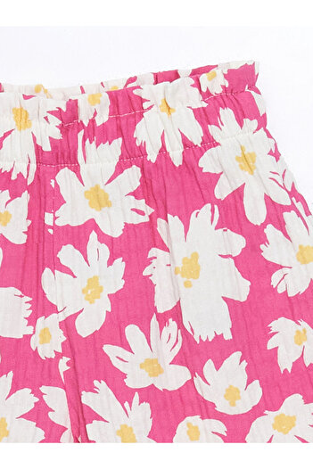 LC Waikiki Pink Floral Baby Girl Shorts with Elastic Waist