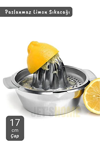 Jet's Home 17 cm Chrome Lemon Citrus Stainless Juicer - Orange Juicer