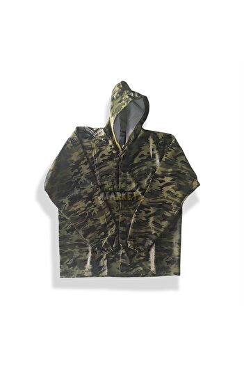 CAPTAIN Camouflage Patterned Hooded Zippered PVC Raincoat