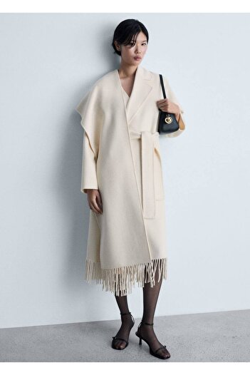 MANGO Woman Tassel Wool Overcoat