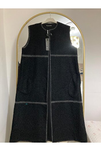 Madamemoda Long Boucle Fabric Women's Vest