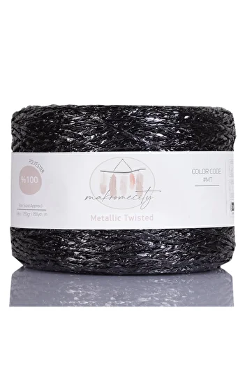 Makromecity Premium 320 M Glitter Metallic String Shiny Bag Raffia Πλεκτό Σχοινί Μεταλλικό Βραδινό Φόρεμα Σχοινί 250 Gr Μαύρο