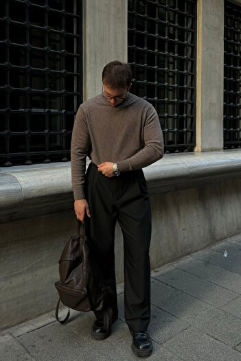 Livio Ferri Men's Wool Regular Fit Half Turtleneck Knitwear Sweater