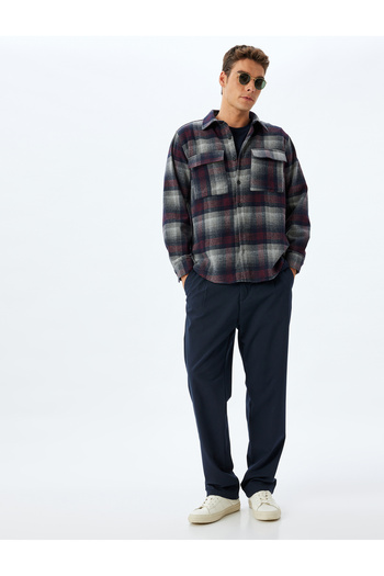 Koton Gray Plaid Men's Adult Shirt 5Wam60119Hw