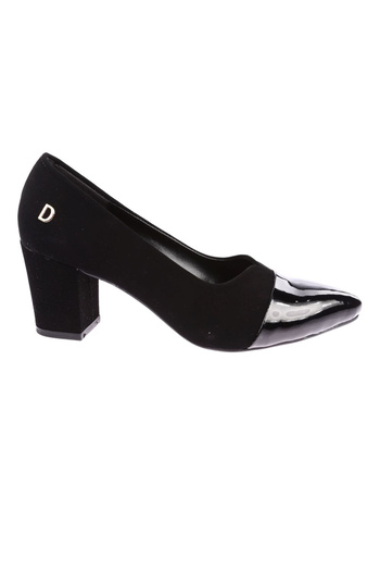 DGN Pointed Toe Heeled Shoes Black Velvet 7132328