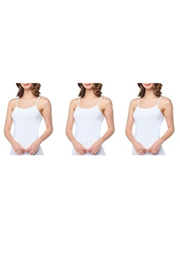 Belifanti Collection قميص داخلي نسائي من القطن الأبيض - طقم مكون من 3 قطع، حزام حبل
