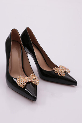 DGN 4500 Women's Pointed Toe Metal Bow Buckle Heeled Shoes
