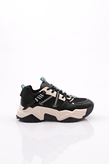 DGN Women's Lace-Up Sneakers Black Green 762713138