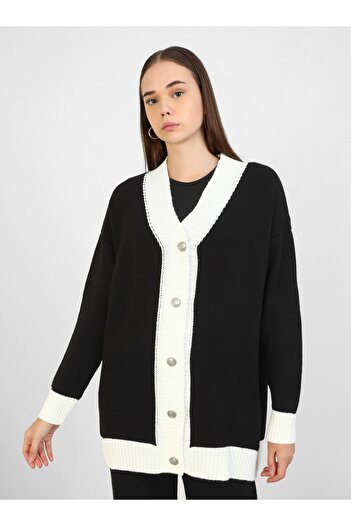 Refka Black and White Refka Knitwear Cardigan and Trousers Set