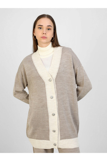 Refka Refka Knitwear Cardigan and Trousers Set - Brown Beige