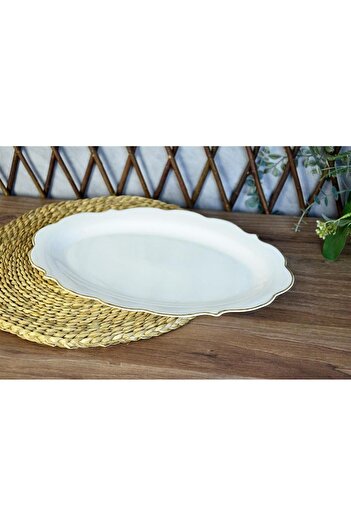 SERAMİKCİ Flora 36 cm Bone Kayik Plate