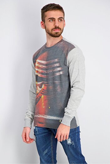 Star Wars Men Long Sleeve Kylo Ren Graphic Sweater, Gry