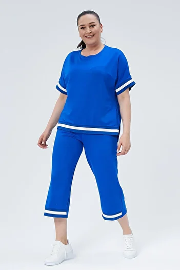 Ebsumu Σετ φόρμας μπλε Capris Plus Size