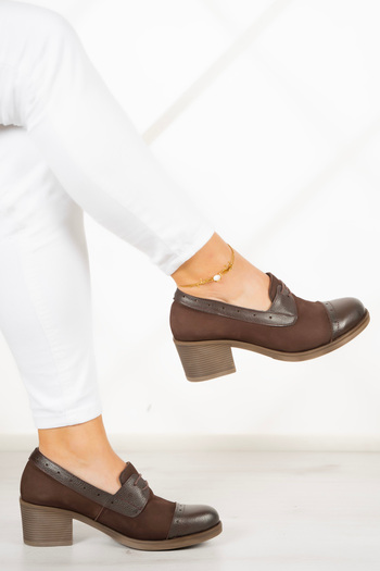 Erkan Saçmacı Mellody Brown Genuine Leather - Casual High Heels