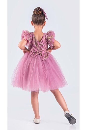 Mnk Baby&Kids Kız Çocuk Nakışlı Tütü Etek Elbise MNK0578 PEMBE