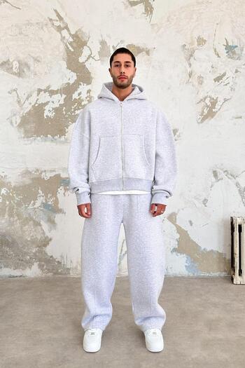 HAFKAGİYİM Γκρι μελανζέ Cozy Basic Φούτερ με φερμουάρ Oversize