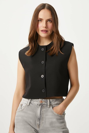Ritnice Women's Power Black Lined Woven Vest