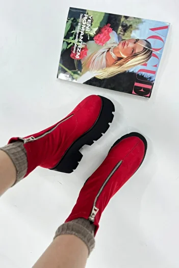 inizio Red Suede Thick Sole Women's Boots P9020