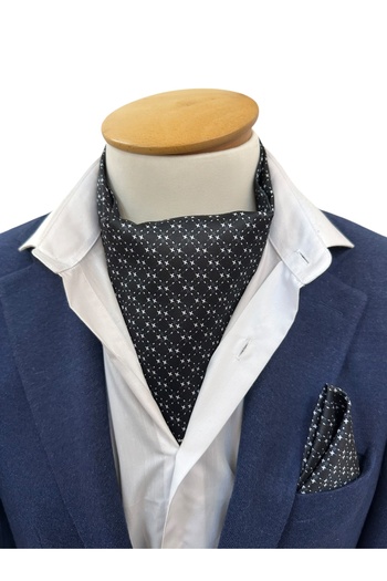 TMFASHİON Men's Vintage Pattern Self-Tied Neck Monşer Ascot Scarf Pocket Handkerchief Set
