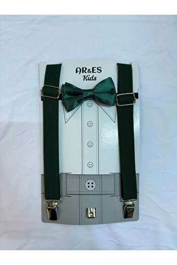 ares kids Dark Green Bow Tie Suspender Suit Suitable for Age 1-9