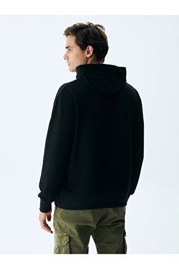 Ltb Logolu Kapüşonlu Siyah Sweatshırt