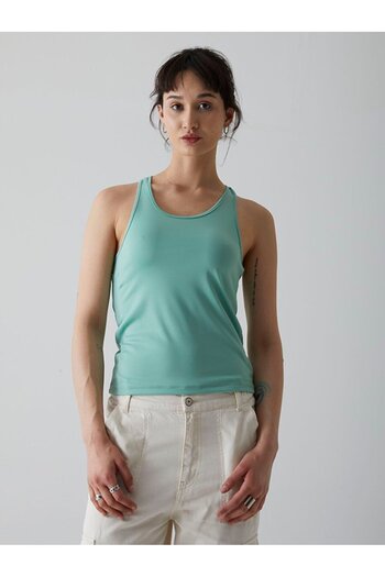 Ltb Green Tank Top with Back Detail