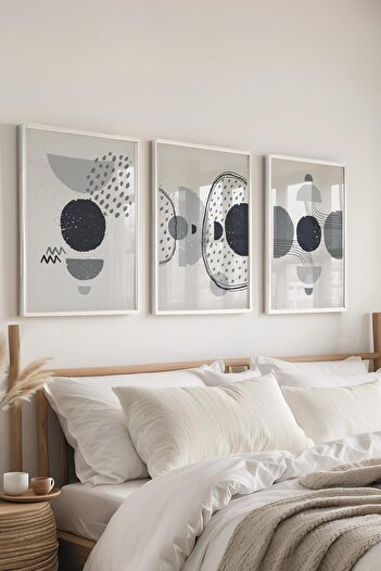 Postifull Set de picturi cu rame, 3 bucăți de rame albe și set de postere cu tematică geometrică, nr:300670