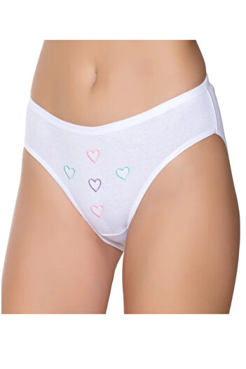 PİERLES Women's Ribbed Thin Waist Embroidered Bikini Panties Pack of 6